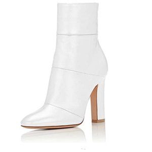 FSJ Women Retro Chunky High Heel Ankle Boots Point